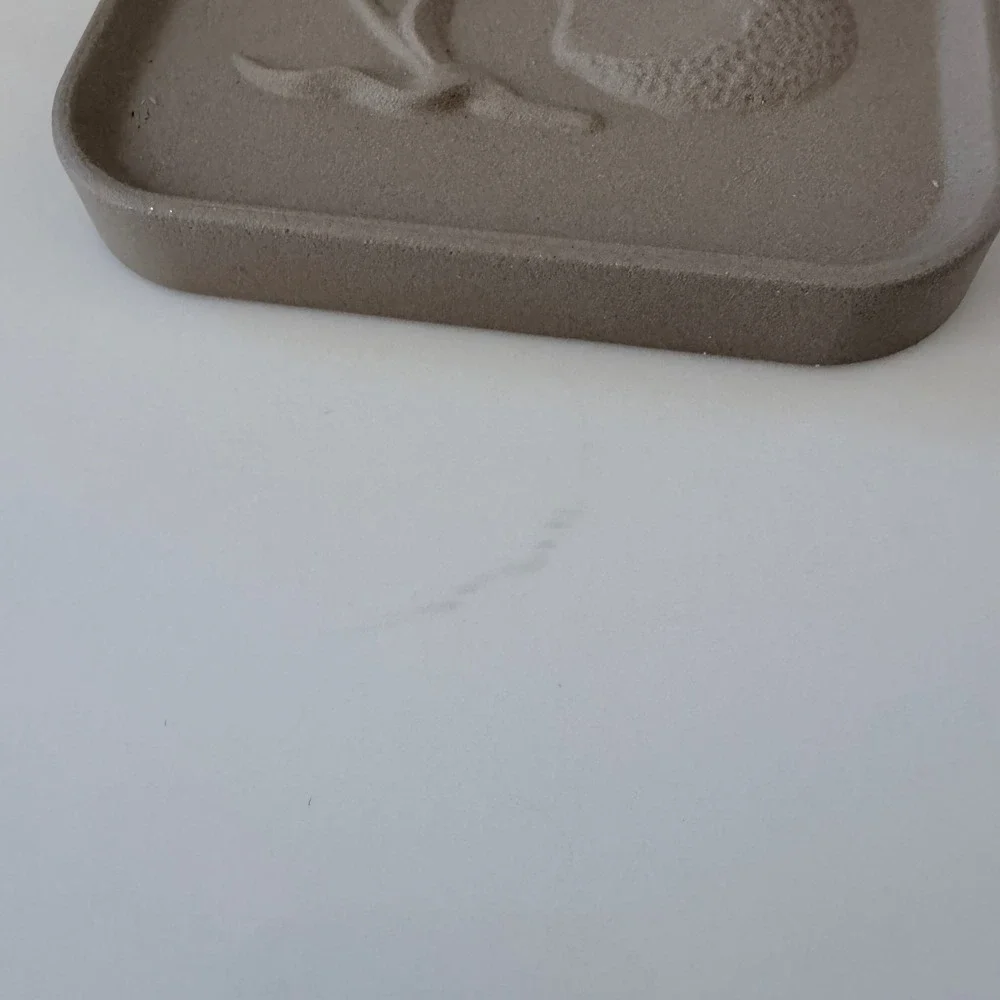Vintage Terracotta Bread Warmer Stone Embossed Wheat Basket Rectangular Tile